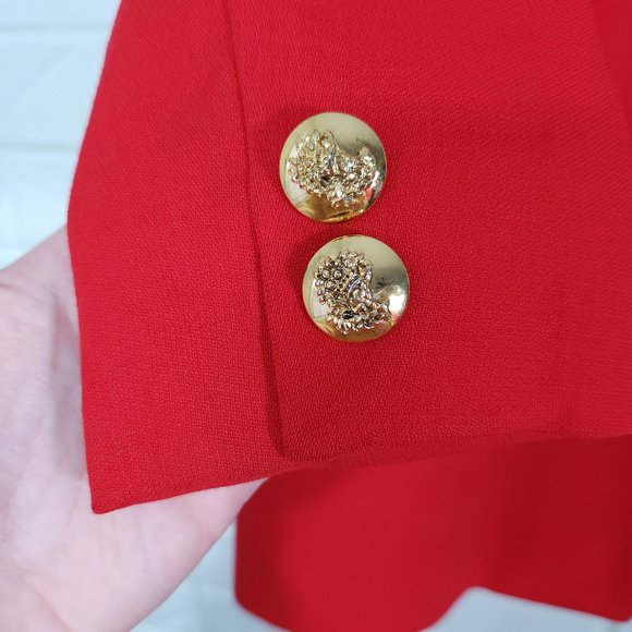 Vintage Istante Versace Bold Red Wool Skirt Suit Made in Italy Flawed 48/12 - Picture 2 of 16